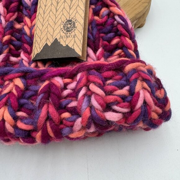 Lost Horizons Multicolored 100% Wool Hat Beanie One Size Handknit purple pink ch - Picture 5 of 13